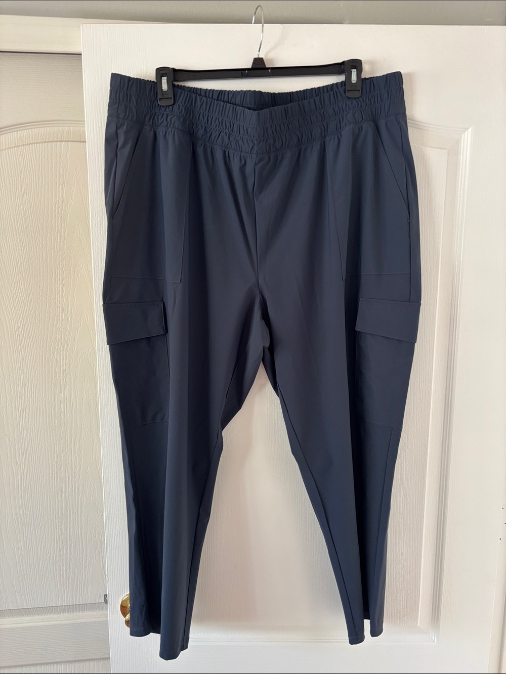 Old Navy Dark Blue SLEEKTECH FABRIC Women's Elastic-Waist Cargo Pants SIZE XXL